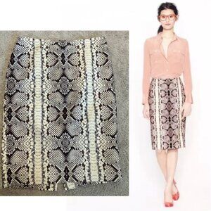 J.Crew Cream Maroon python snake animal print No.2 pencil skirt Sz 4